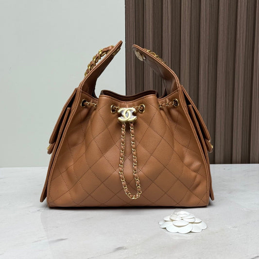 25 Hobo Bag Caramel Brown Caviar Leather - Level 5