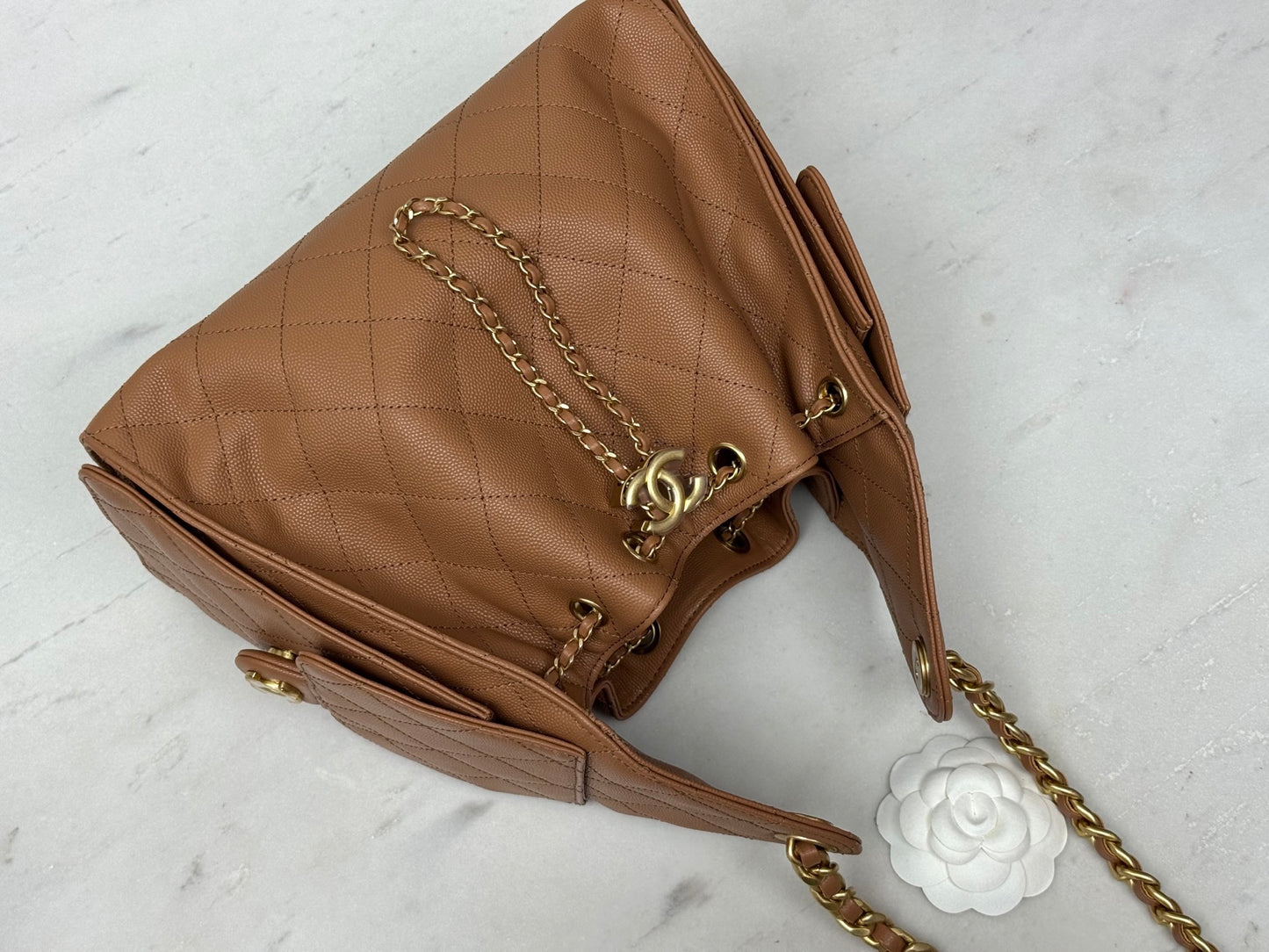 25 Hobo Bag Caramel Brown Caviar Leather - Level 5
