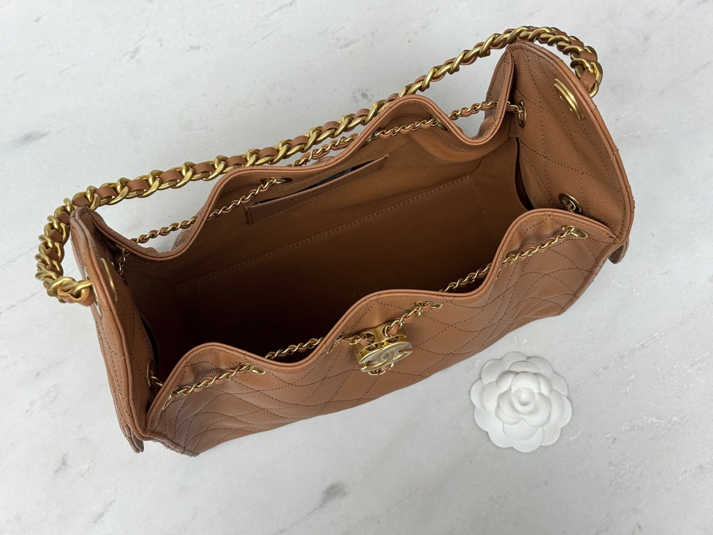 25 Hobo Bag Caramel Brown Caviar Leather - Level 5