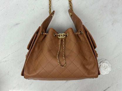 25 Hobo Bag Caramel Brown Caviar Leather - Level 5