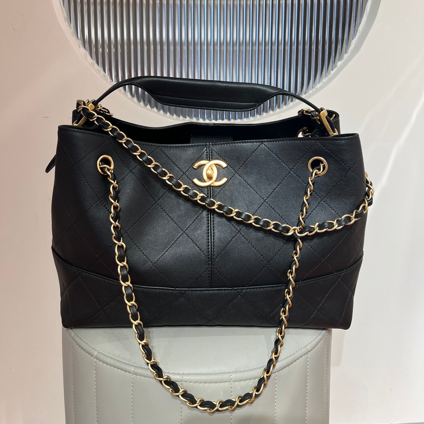 Black Leather Shopping Hobo Bag - Level X