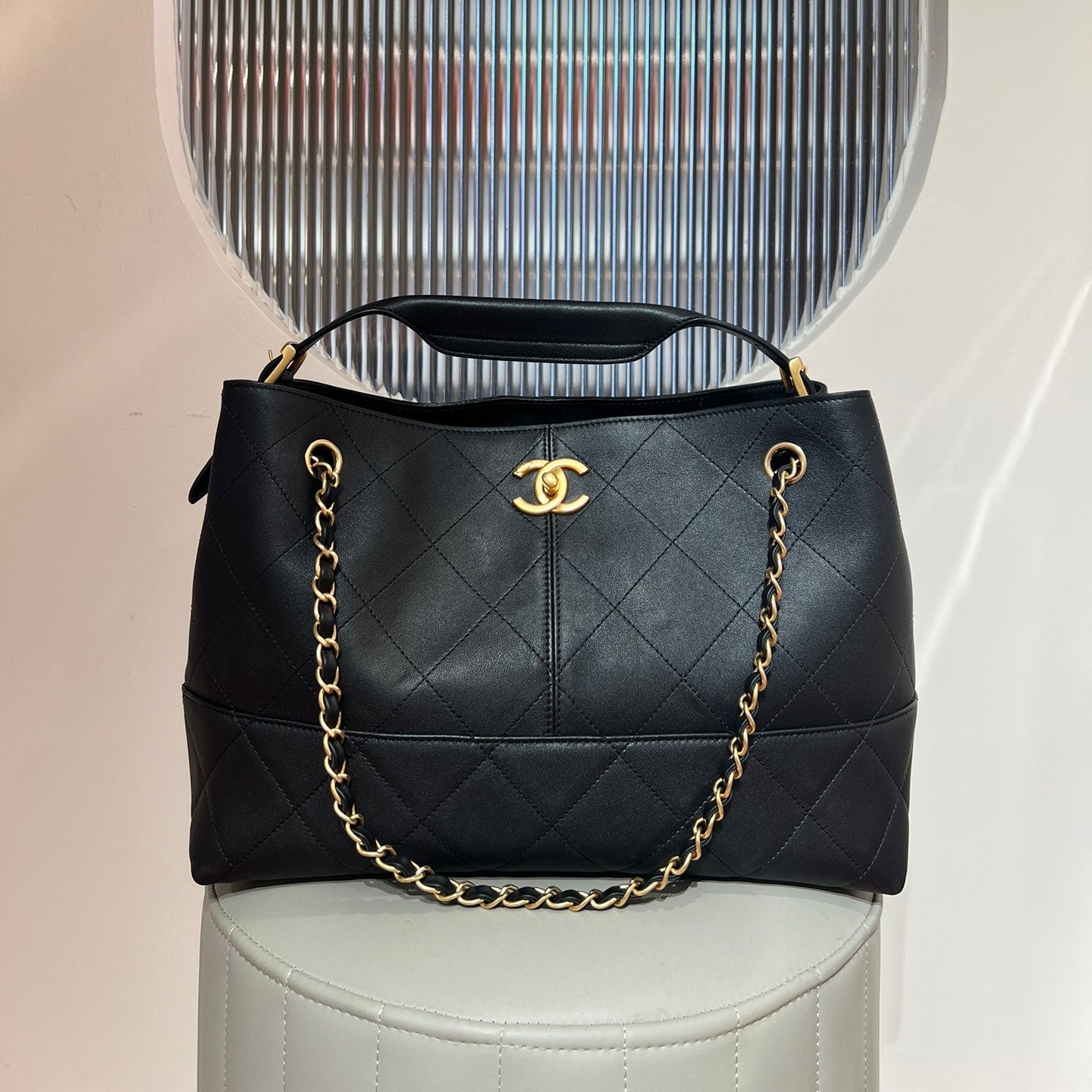 Black Leather Shopping Hobo Bag - Level X