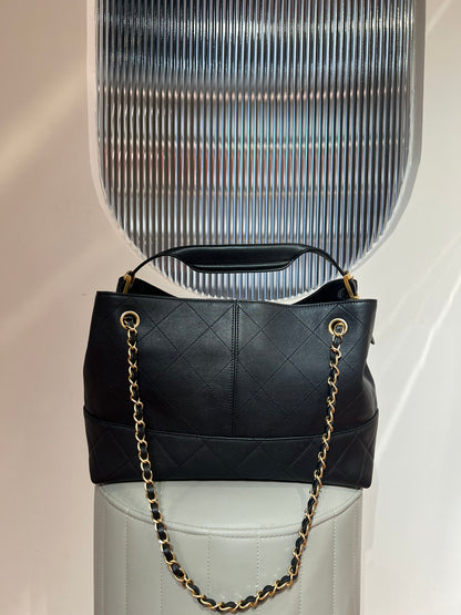 Black Leather Shopping Hobo Bag - Level X