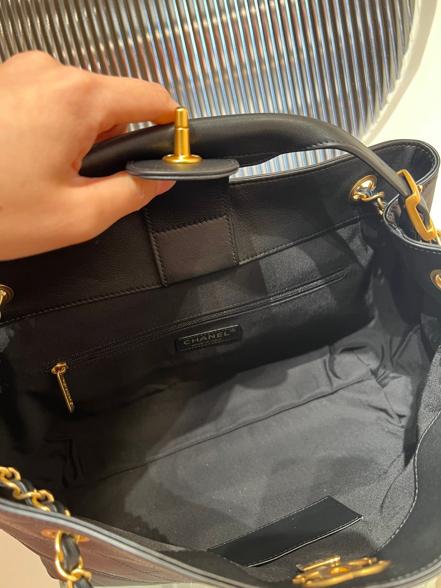 Black Leather Shopping Hobo Bag - Level X