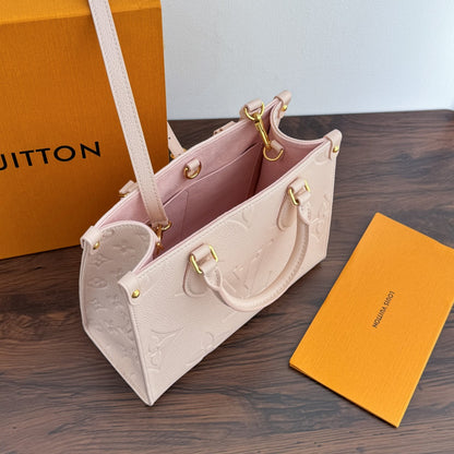 OnTheGo PM Tote Bag Pink Empreinte Leather LOU - Level 5