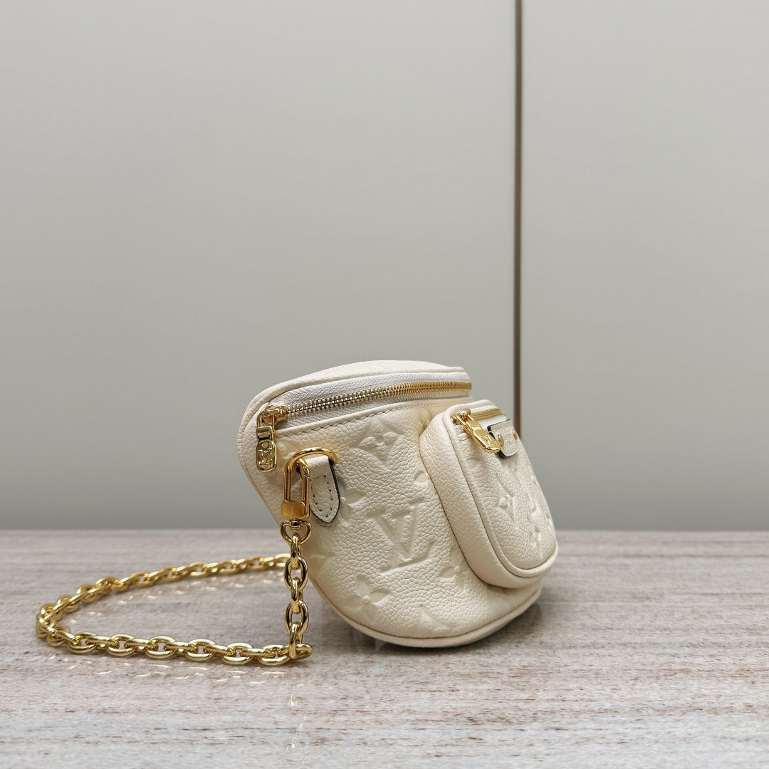 Mini Bumbag White Empreinte Leather - Level X
