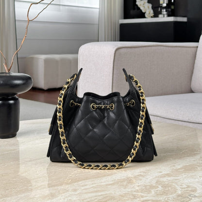 25 Hobo Bag Mini Gold & Black Caviar Leather - Level X