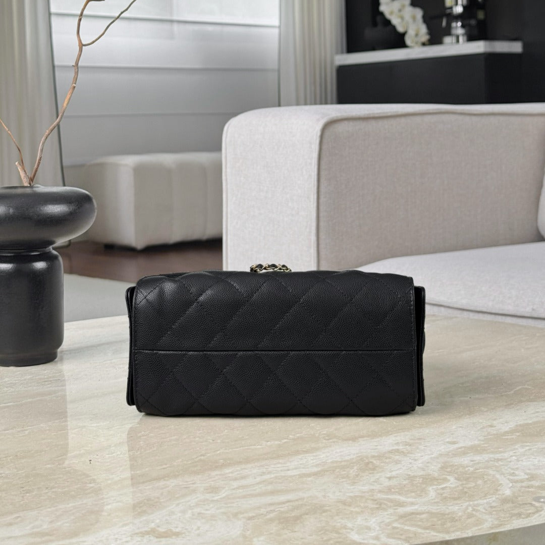 25 Hobo Bag Mini Gold & Black Caviar Leather - Level X