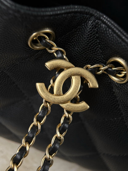 25 Hobo Bag Mini Gold & Black Caviar Leather - Level X