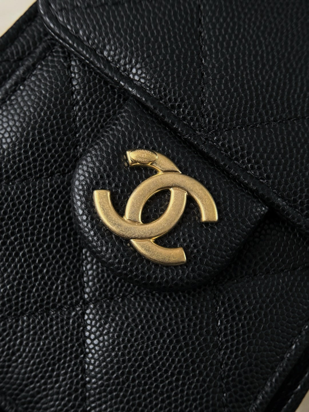 25 Hobo Bag Mini Gold & Black Caviar Leather - Level X