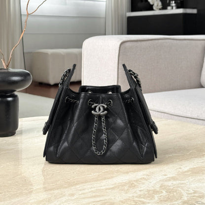 25 Hobo Bag Mini Silver & Black Caviar Leather - Level X