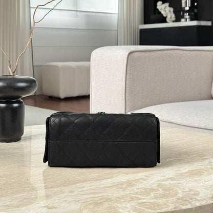 25 Hobo Bag Mini Silver & Black Caviar Leather - Level X