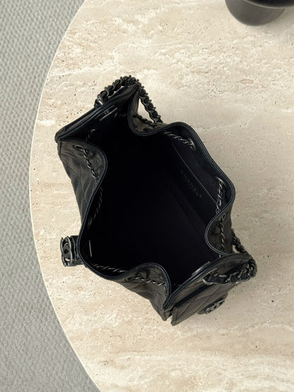 25 Hobo Bag Mini Silver & Black Caviar Leather - Level X