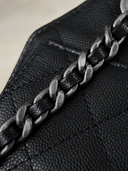 25 Hobo Bag Mini Silver & Black Caviar Leather - Level X