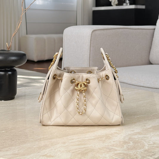 25 Hobo Bag Mini Cream Caviar Leather - Level X
