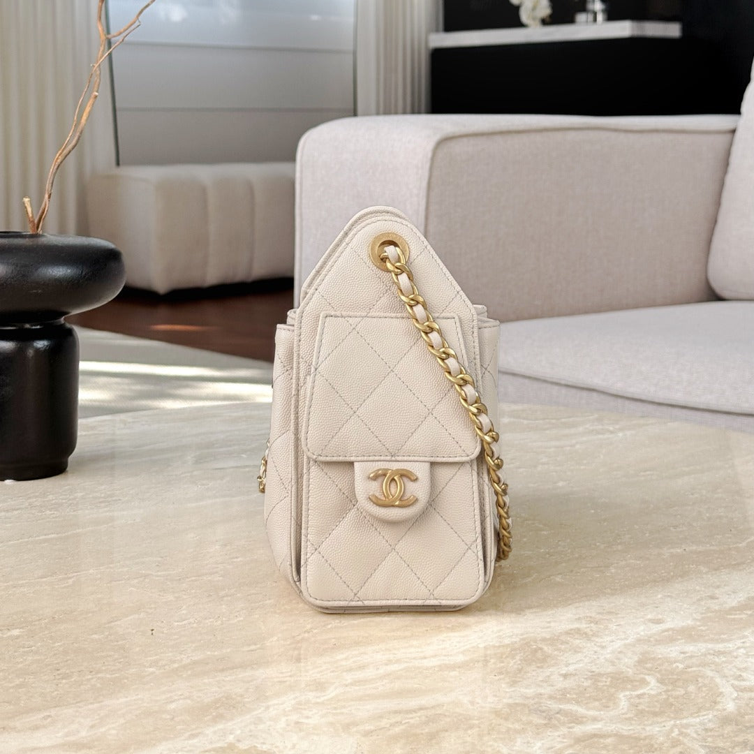 25 Hobo Bag Mini Cream Caviar Leather - Level X