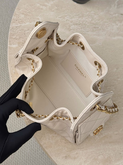 25 Hobo Bag Mini Cream Caviar Leather - Level X