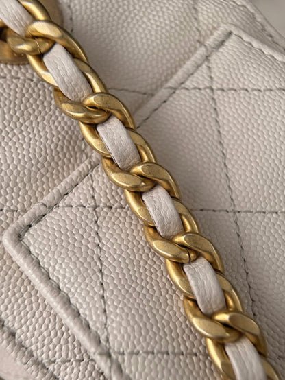 25 Hobo Bag Mini Cream Caviar Leather - Level X