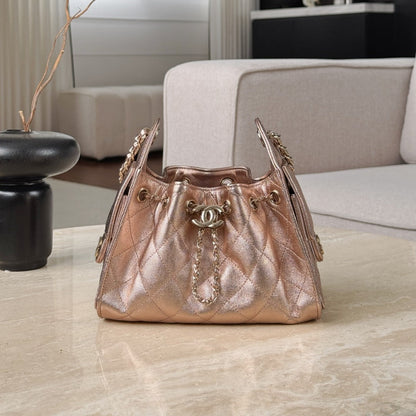 25 Hobo Bag Mini Rose Gold Caviar Leather - Level X