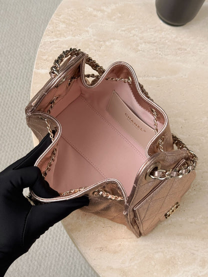 25 Hobo Bag Mini Rose Gold Caviar Leather - Level X