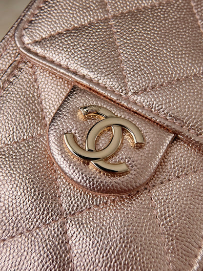 25 Hobo Bag Mini Rose Gold Caviar Leather - Level X