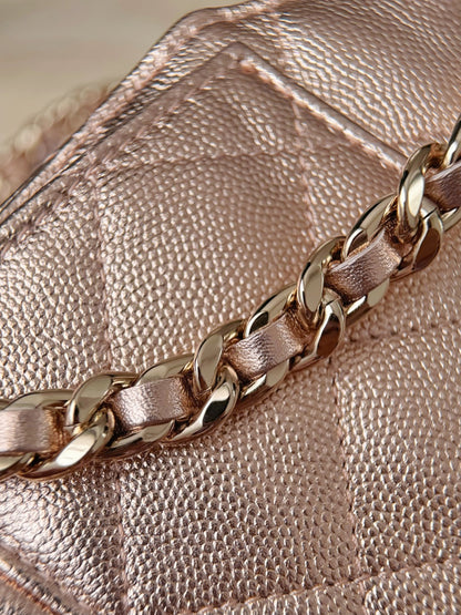 25 Hobo Bag Mini Rose Gold Caviar Leather - Level X