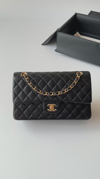 Black Lambskin Leather Medium Flap Bag - Level X