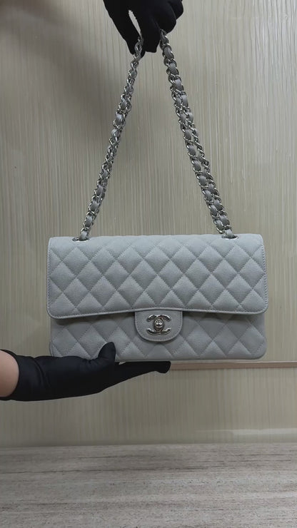 Grey Caviar Leather Medium Flap Bag - Level X