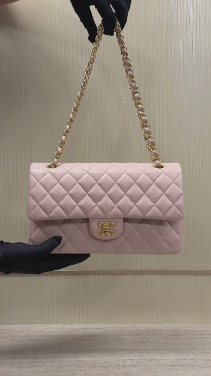 Light Pink Lambskin Leather Medium Flap Bag - Level X