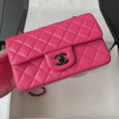 Pink Lambskin Black Hardware Mini Flap Bag CNL - Level X