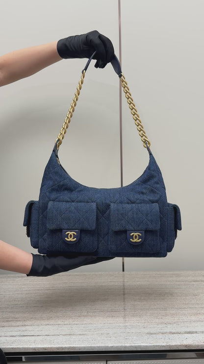 Dark Denim Quilted Hobo Bag - Level X