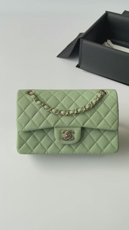Light Green Caviar Leather Small Flap Bag CNL - Level X