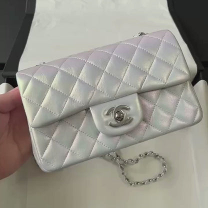 Ice Blue Iridescent Lambskin Mini Flap Bag CNL - Level X