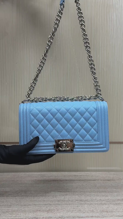 Blue Caviar Leather Medium Boy Bag - Level X